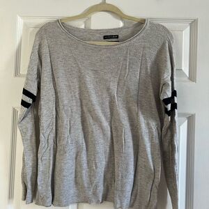 Gray Knit Sweater with Stripes